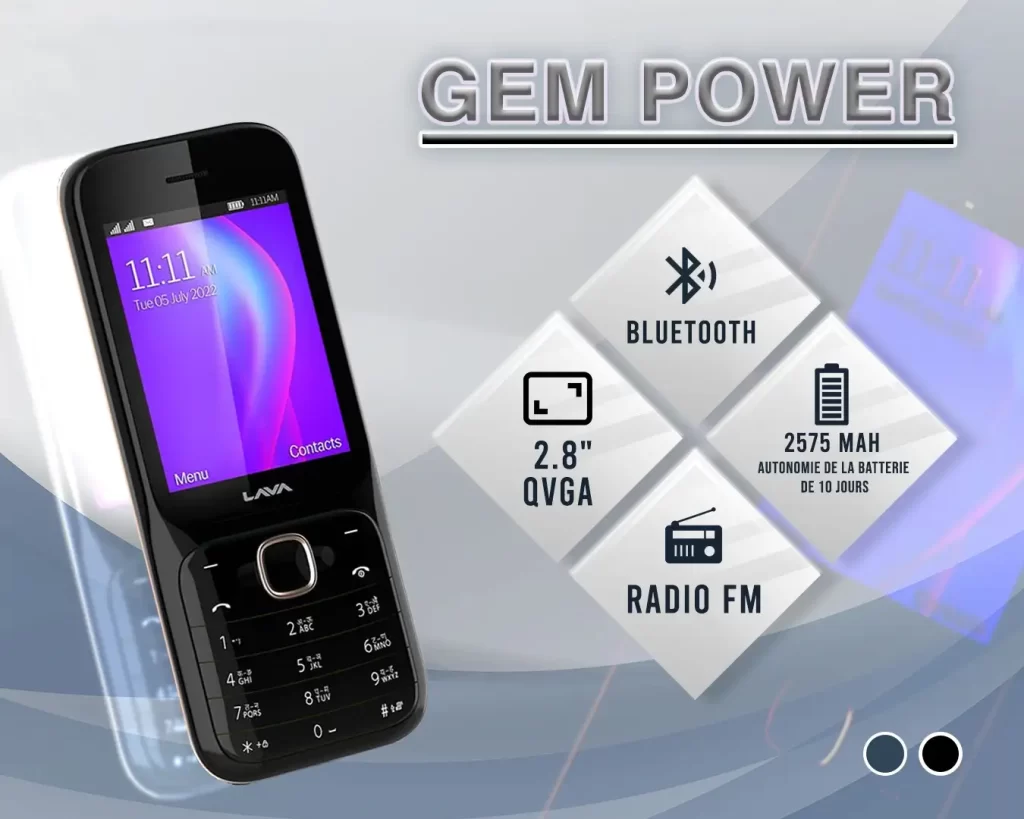 Téléphone portable lava tunisie Gem power prix